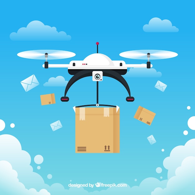 Free vector drone delivery concept with fun style