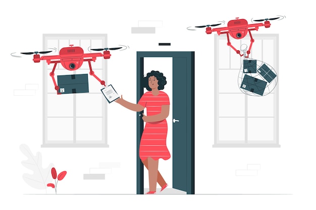 Free vector drone delivery illustration concept