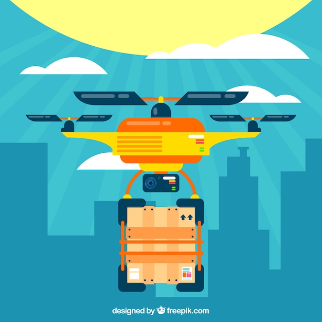 Drone delivery with flat design