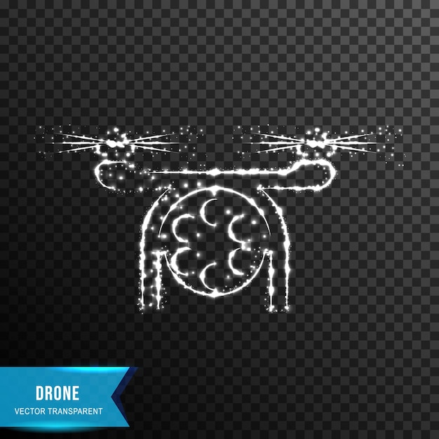 Drone dal collegamento di punti e linee di effetti di luce illustrazione vettoriale isolato su sfondo trasparente