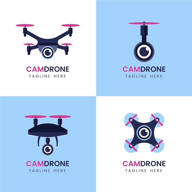 Free vector drone logo collection
