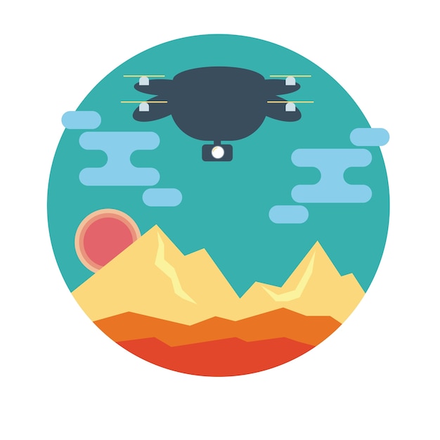 Free vector drone in mountain landscape