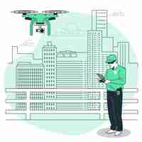 Free vector drone surveillance concept illustration