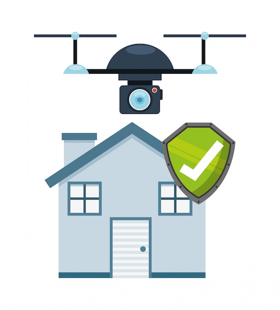 Free vector drone technology design as home insurance vigilance concept