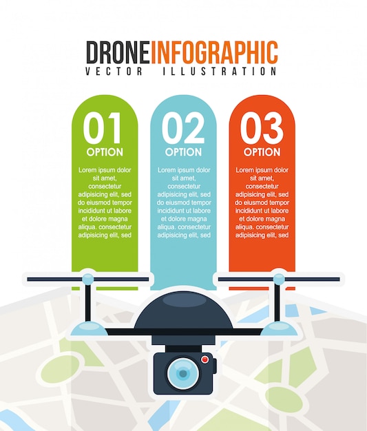 Drone technology design modello infografica