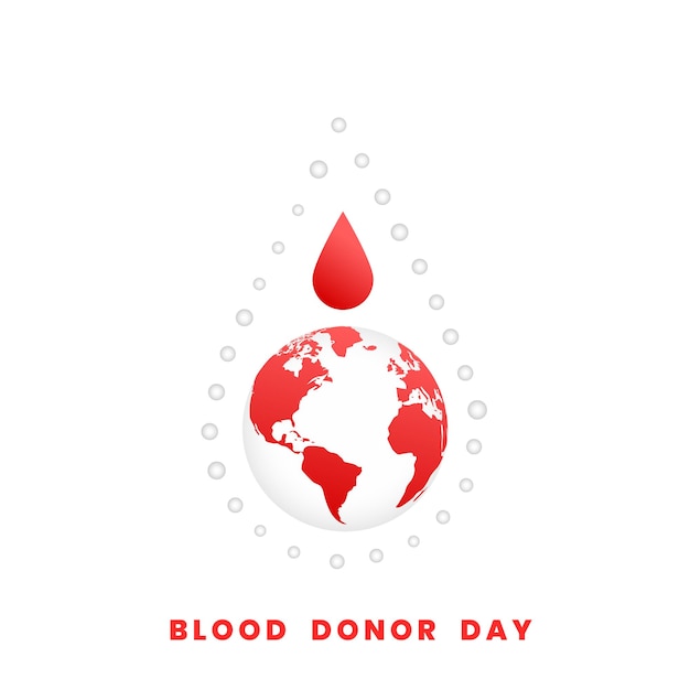 Drop of blood with earth poster for blood donor day