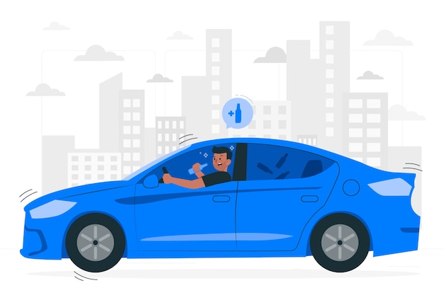 Бесплатное векторное изображение Иллюстрация концепции вождения в нетрезвом виде