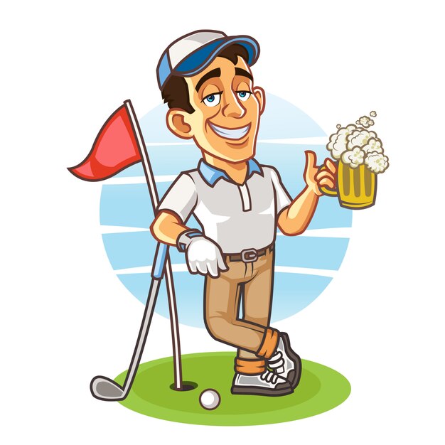 Golf Club Template With Character Premium Vector