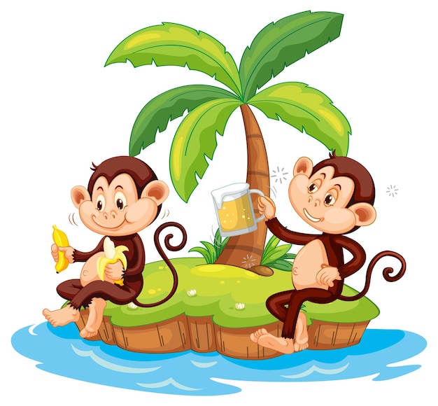 Персонаж мультфильма о пьяной обезьяне на изолированном острове
