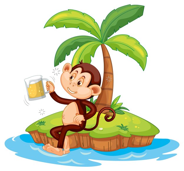孤立した島の酔った猿の漫画のキャラクター