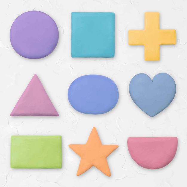 Free vector dry clay geometric shapes vector pastel graphic for kids