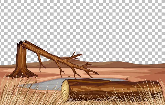 dry land landscape on transparent background
