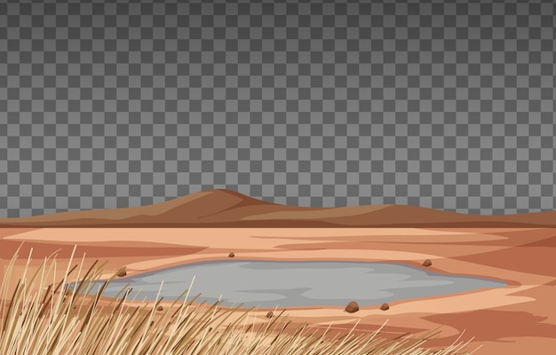 Dry land landscape on transparent