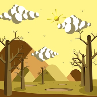Dry season landscape vector illustration