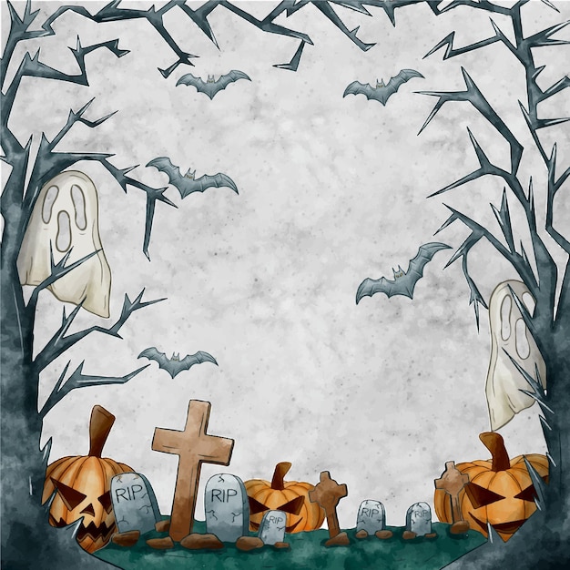 Бесплатное векторное изображение Сухие ветки деревьев хэллоуин кадр копией пространства