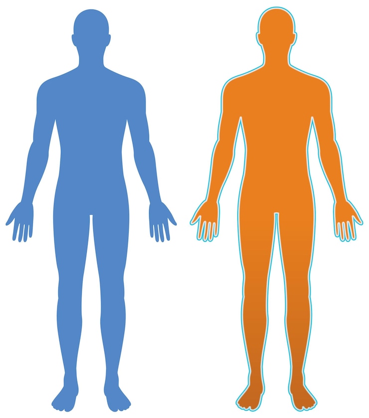무료 Vector 파란색 과 오렌지색 의 이중 인간 실루