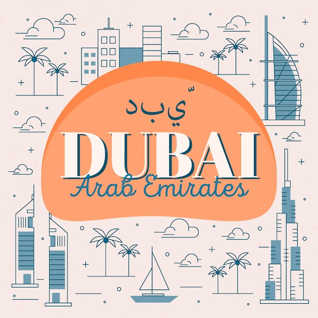 Free vector dubai city lettering