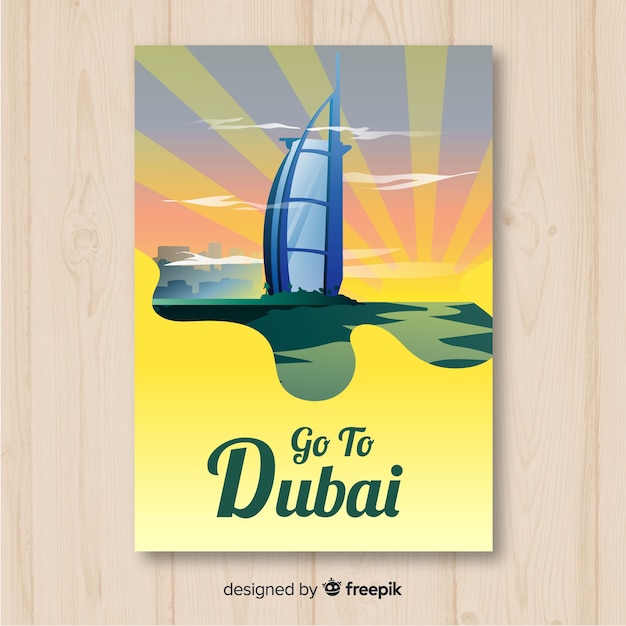 Бесплатное векторное изображение Дубай туристический плакат