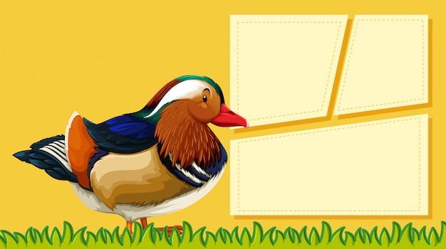 Free vector a duck on blank note