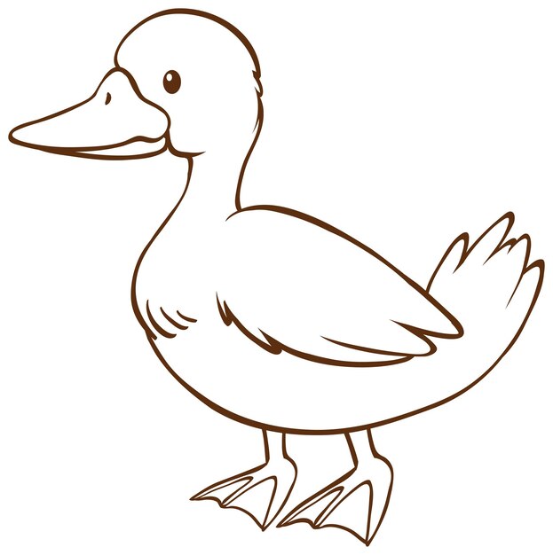 Duck in doodle simple style on white background