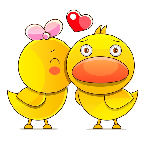 アヒル アヒル ガチョウ面白い漫画の子供たちのゲームのイラスト かわいいベクトルの鳥の描画 プレミアムベクター