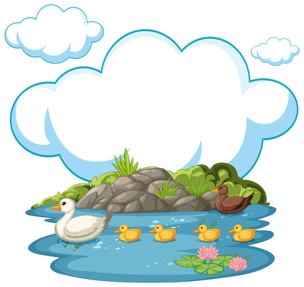 Free vector duck family enjoying a peaceful pond