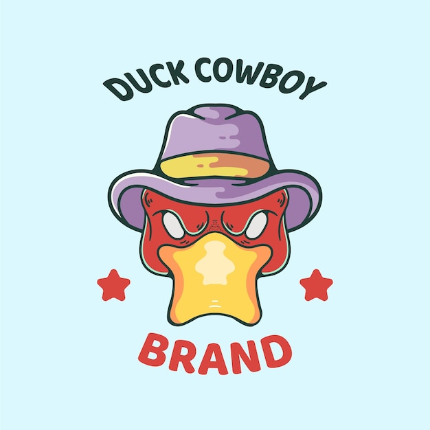 Free vector duck illustration with hat cowboy