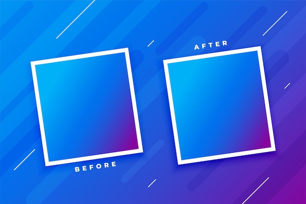 Free vector duel before and after photo frame blue background