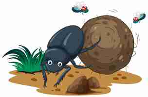 Free vector a dung beetle cartoon character