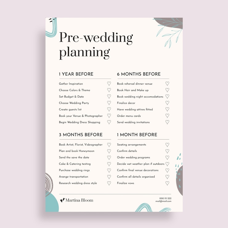Free Vector duotone abstract martina bloom wedding planner checklist