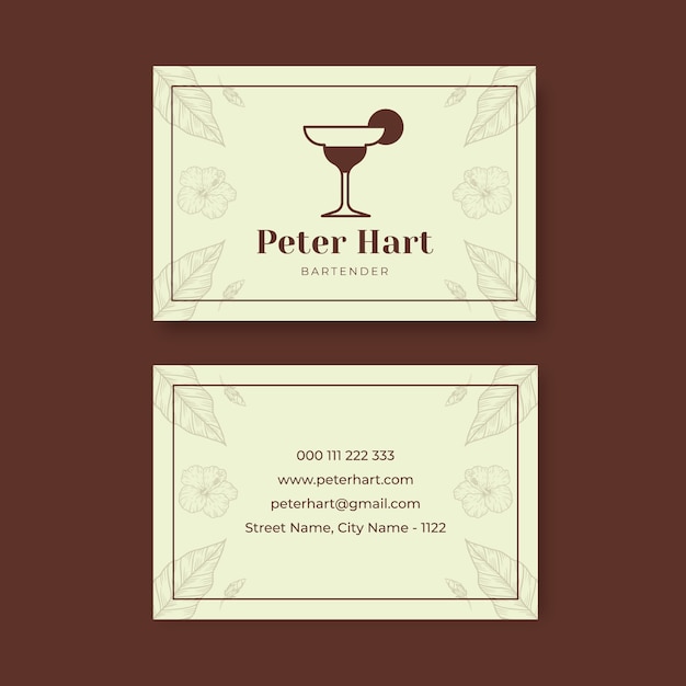 duotone bartender business card template