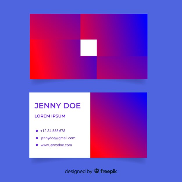 Free vector duotone business card with gradient shapes template