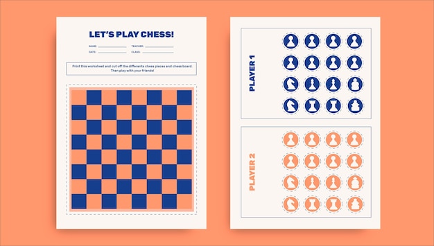 Free vector duotone chess board worksheet