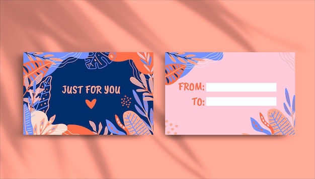 Duotone exotic plants gift tag