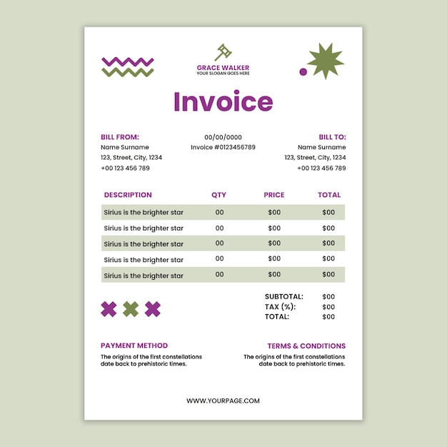 Free vector duotone geometric grace walker lawyer invoice