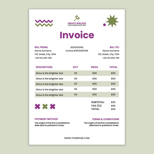 Duotone geometric grace walker lawyer invoice