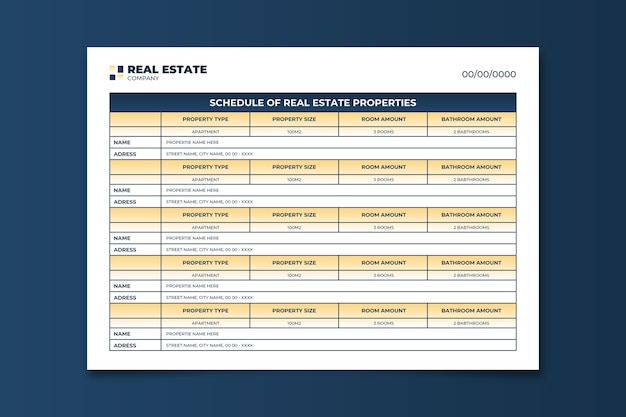 Duotone gradient properties information real estate schedule