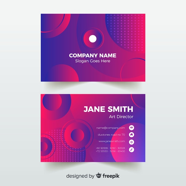 Duotone gradient shapes business card template