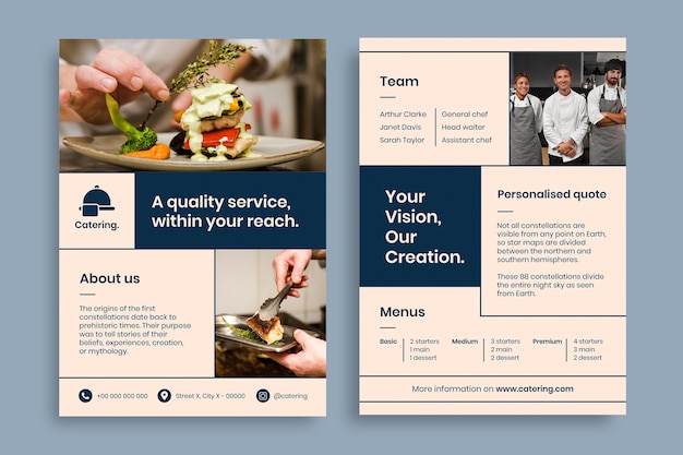 Free vector duotone grid catering company proposal