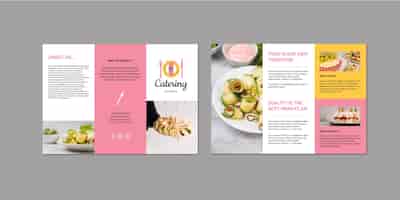 Vettore gratuito modello di brochure per catering di buon cibo disegnato a mano in due tonalità