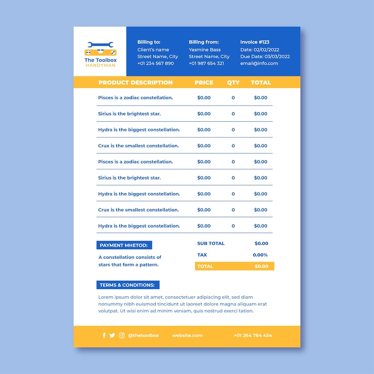 Free Vector duotone handyman invoice