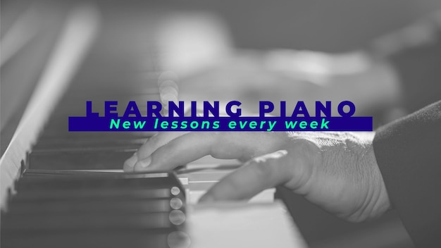 Free vector duotone learning piano online youtube channel art