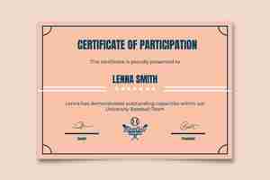 Free vector duotone lenna baseball certificate