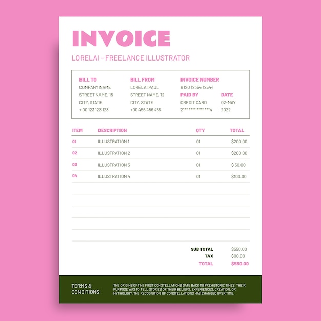 Duotone lorelai freelance invoice