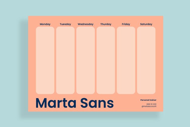 Free vector duotone martha personal trainer schedule