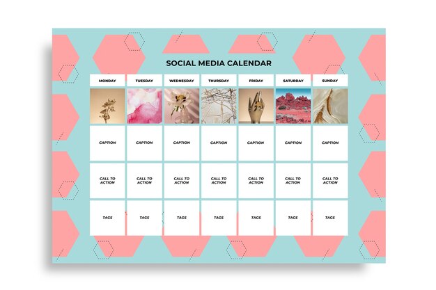 Еженедельный календарь в социальных сетях с двухцветным узором