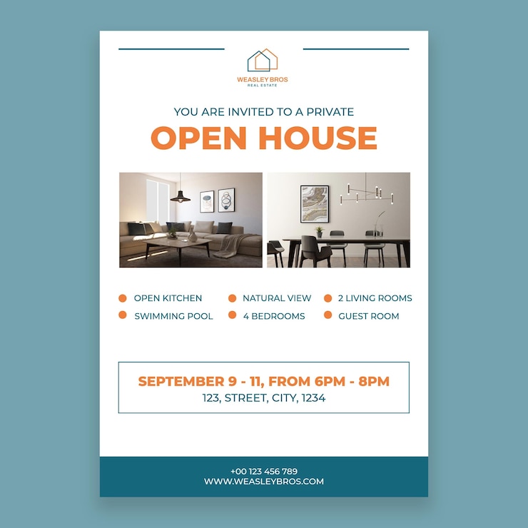 Free Vector duotone real estate invitation