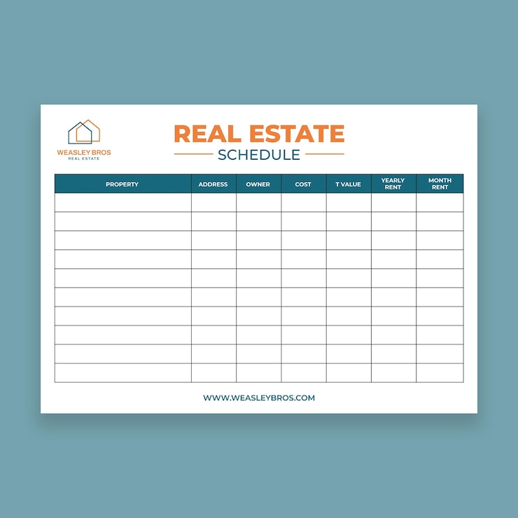 Free Vector duotone real estate schedule