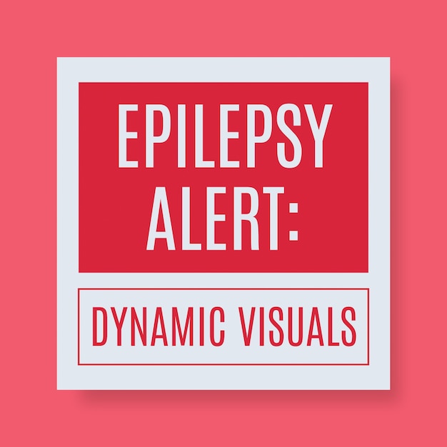 Бесплатное векторное изображение Двухцветные простые динамические визуальные эффекты, предупреждающие об эпилепсии, квадратный знак