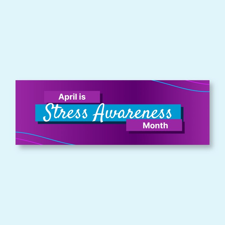 Free Vector duotone stress awareness month twitter header